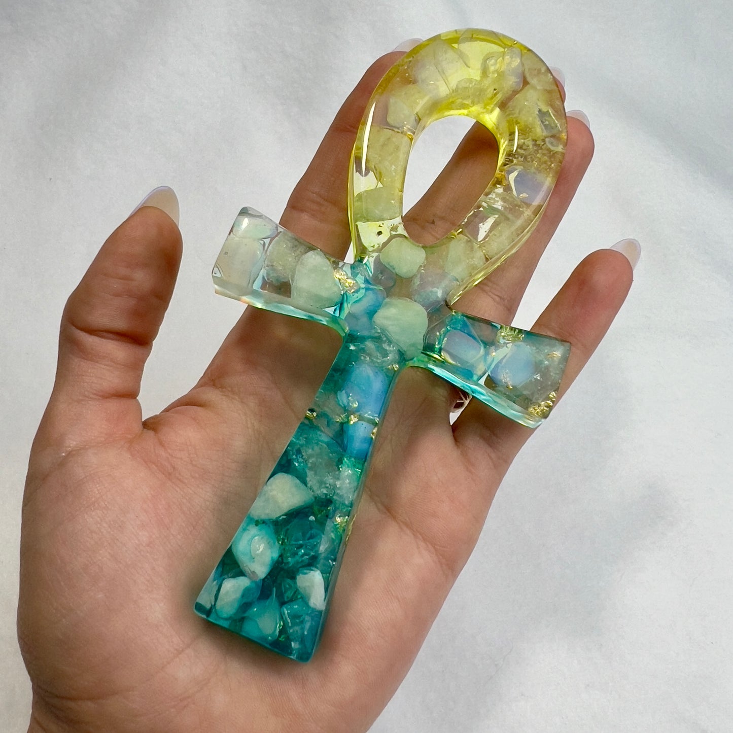 Aether Element Crystal Resin Ankh