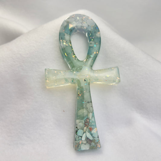 Water Element Crystal Resin Ankh