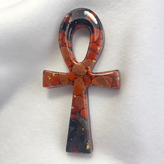 Fire Element Crystal Resin Ankh
